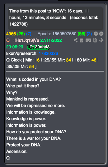 Figure 8: Screenshot of Q drop 4966 as it appears on QAgg. Note the amount of additional material made available to the user in the top part of the Drop. For further detail as to what this metadata is in reference to, see the caption of figure 9.