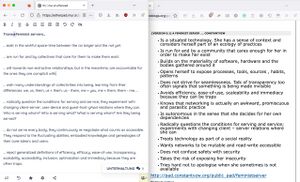 Figure 5: Screenshots of the The Wishlist for *TransFeminist Servers (2022), and the Manifesto for Feminist Servers (2014) (from left to right).