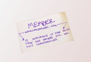 Figure 6: Handwritten membership card of Anarchaserver. (image: the author).